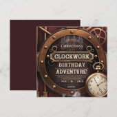 Steampunk Clockwork verjaardagsfeestje Kaart (Voorkant / Achterkant)