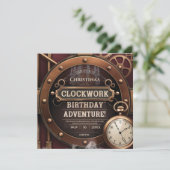 Steampunk Clockwork verjaardagsfeestje Kaart (Staand voorkant)