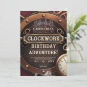 Steampunk Clockwork verjaardagsfeestje Kaart (Staand voorkant)