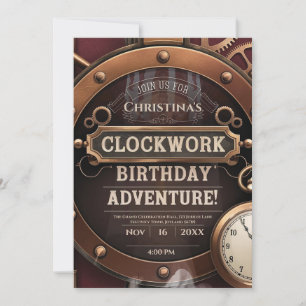 Steampunk Clockwork verjaardagsfeestje Kaart