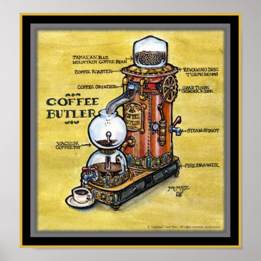 Steampunk Coffee Butler print (Voorkant)