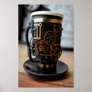 Steampunk Coffee Cup Poster