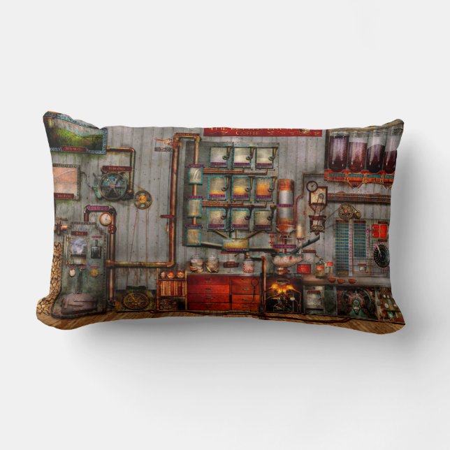 Steampunk - Coffee - De koffiezetster van het bedr Kussen (Voorkant)