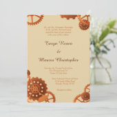 Steampunk Cogs and Gears 5x7 bruiloft uitnodiging (Staand voorkant)