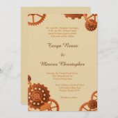 Steampunk Cogs and Gears 5x7 bruiloft uitnodiging (Voorkant / Achterkant)