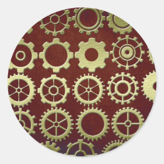 Steampunk Cogs and Gears Art Ronde Sticker