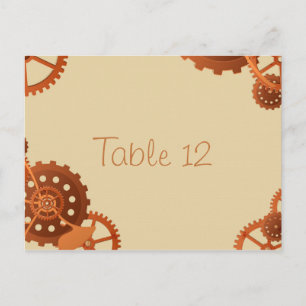 Steampunk Cogs and Gears Wedding Table Number Kaar Briefkaart