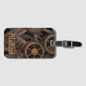 Steampunk Cogs and Wheels Personalised Bagagelabel (Voorkant (horizontaal))