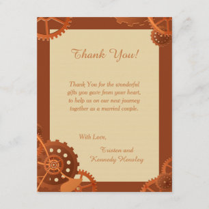 Steampunk Cogs Gears 4x5 Weddenschap Hartelijk dan Bedankkaart