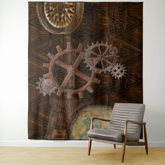 Steampunk Cogs, Gears & Skeleton Key Wandkleed (In situ)