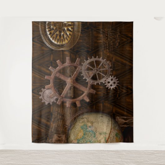Steampunk Cogs, Gears & Skeleton Key Wandkleed (Voorkant)