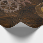 Steampunk Cogs, Gears & World Wereldbol Design Cadeaupapier (Hoek)