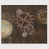Steampunk Cogs, Gears & World Wereldbol Design Cadeaupapier (Vlak)