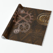 Steampunk Cogs, Gears & World Wereldbol Design Cadeaupapier (Uitgerold)
