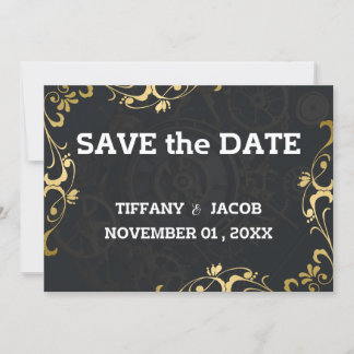Steampunk  Cogs Save the Date Invitation Kaart