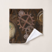 Steampunk Cogs, Tandwielen, Kaart & Kompas Bad Handdoek (Wasdoekje)