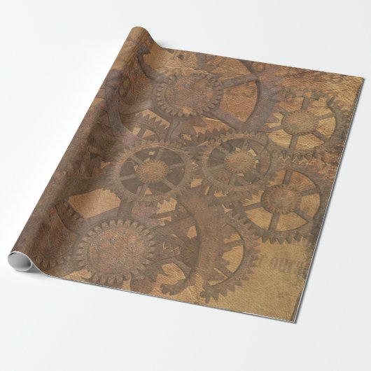 Steampunk Cogs Wrapping Paper Cadeaupapier (Uitgerold)