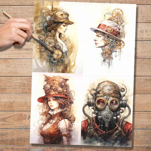Steampunk Collage 1 Decoupage papier