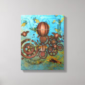 Steampunk Collage Aqua & Copper Canvas Afdrukken (Voorkant)