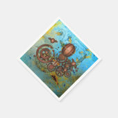 Steampunk Collage Aqua Copper Cocktail Napkins Servetten (Hoek)