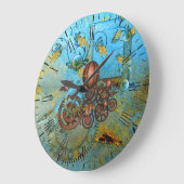 Steampunk Collage Aqua Koperen Wandklok (Hoek)