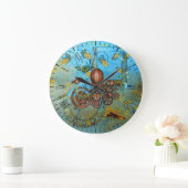 Steampunk Collage Aqua Koperen Wandklok (Huis)