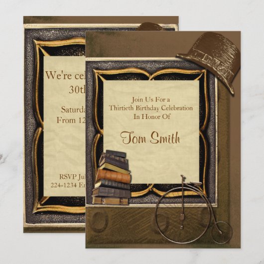  Steampunk Collage Birthday Kaart (Voorkant / Achterkant)