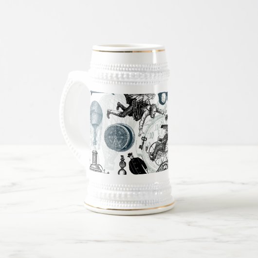 Steampunk Collage gekleurd Bierpul (Voorkant links)