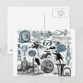 Steampunk Collage gekleurd Briefkaart (Voorkant / Achterkant)