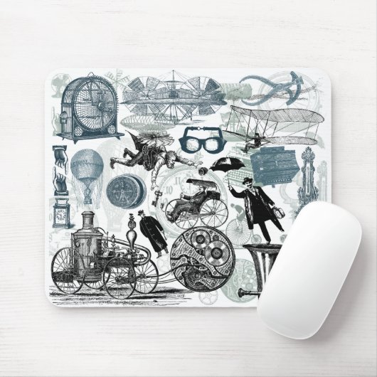 Steampunk Collage gekleurd Muismat (Met muis)