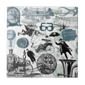 Steampunk Collage gekleurd Tegeltje (Voorkant)