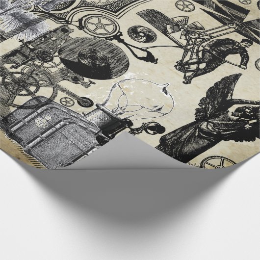 Steampunk Collage Gift Wrap Cadeaupapier (Hoek)