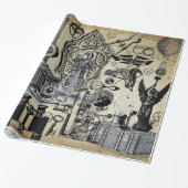 Steampunk Collage Gift Wrap Cadeaupapier (Uitgerold)