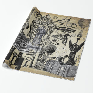 Steampunk Collage Gift Wrap Cadeaupapier
