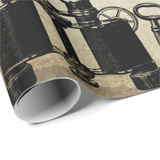 Steampunk Collage Gift Wrap Cadeaupapier (Rol Hoek)