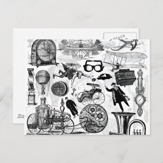 Steampunk Collage Nummer 2 Briefkaart (Voorkant / Achterkant)