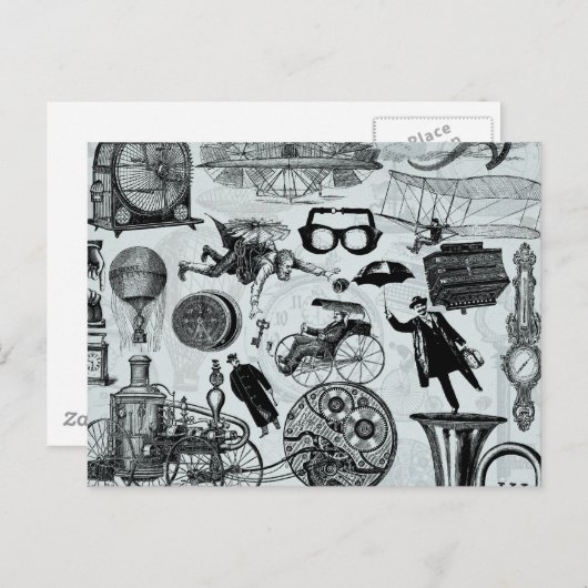 Steampunk Collage Nummer 2 Briefkaart (Voorkant / Achterkant)