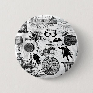 Steampunk Collage Nummer 2 Ronde Button 5,7 Cm