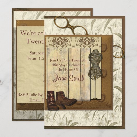  Steampunk Collage Verjaardag Kaart (Voorkant / Achterkant)