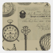 Steampunk Collage Vierkante Sticker (Voorkant)