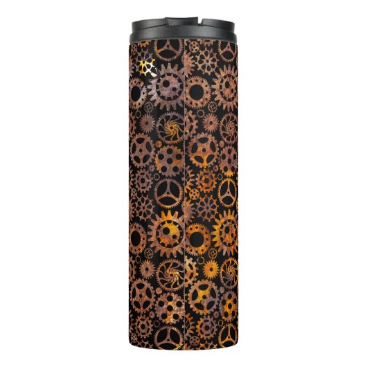 Steampunk Colorful Rusty Gears Aangepast monogram Thermosbeker (Achterkant)