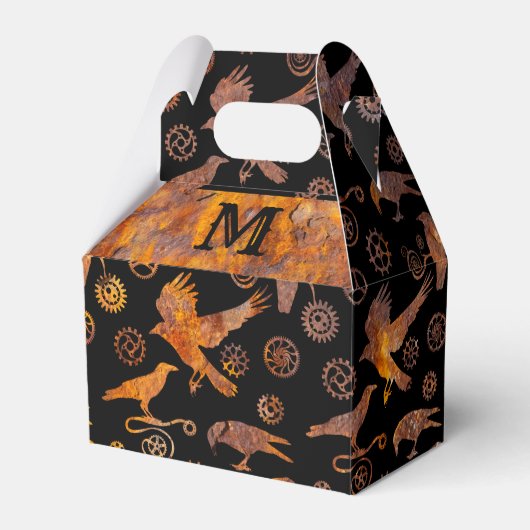 Steampunk Colorful Rusty Gears and Crows Gable Bedankdoosjes (Voorkant Zijde)