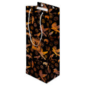 Steampunk Colorful Rusty Gears and Crows Monogram Wijn Cadeautas (Achterkant Gekanteld)