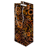 Steampunk Colorful Rusty Gears Monogram Block Wijn Cadeautas (Achterkant Gekanteld)