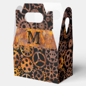 Steampunk Colorful Rusty Gears Monogram Gable Bedankdoosjes (Geopend)