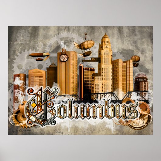 Steampunk Columbus Poster (Voorkant)