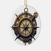 Steampunk Compass Keramisch Ornament (Rechts)
