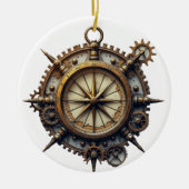 Steampunk Compass Keramisch Ornament (Voorkant)