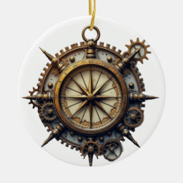 Steampunk Compass Keramisch Ornament
