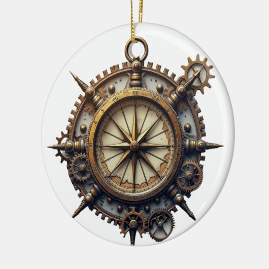 Steampunk Compass Keramisch Ornament (Links)